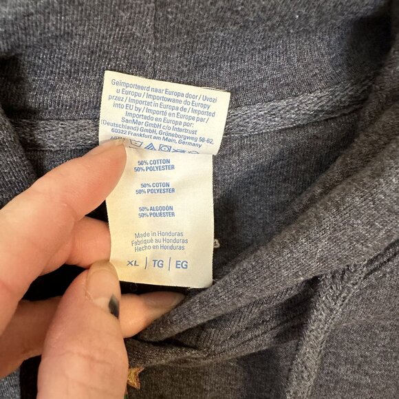 MTV Christmas Hoodie XL Port & Company Charcoal Gray Sweatshirt 90s Vtg Unisex - Picture 4 of 9